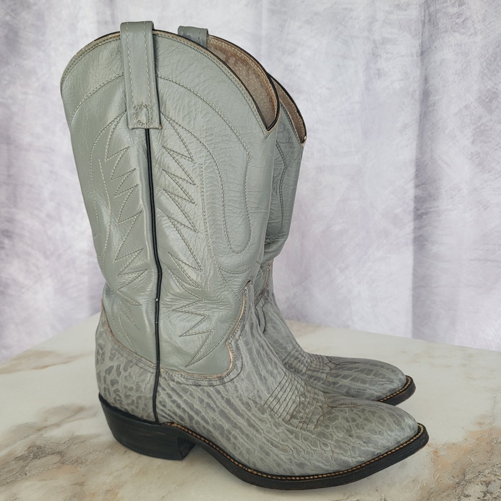 CEBU Bull Neck Men's Size 7.5 Western Cowboy Boots Gray